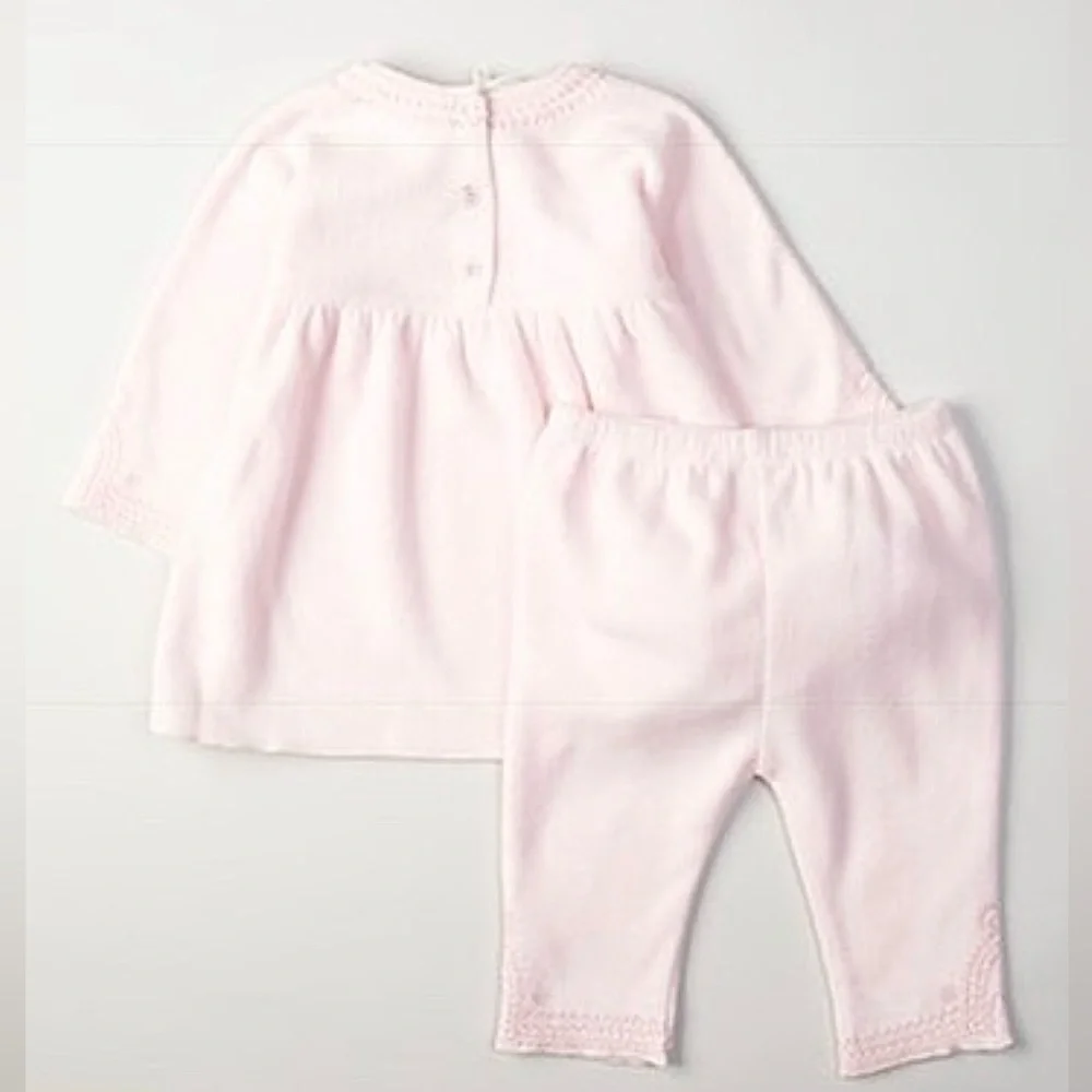 Angel Dear 2 piece Pink Dress and Pants Soft Chenille Baby Outfit w/ Tassels